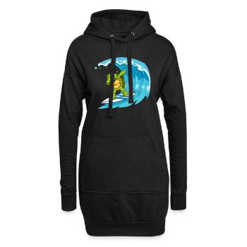Tortue de surf Cool Turtle Dabbing Surf - Sweat-shirt à capuche long Femme - noir - Devant