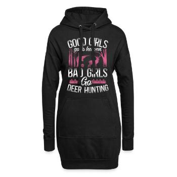 Cerf cerf chasse chasseur fille - Sweat-shirt à capuche long Femme - noir - Devant