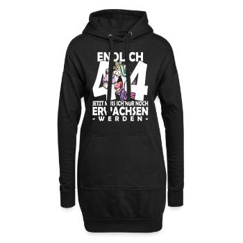Endlich 44 Jahre - 44. Geburtstag - Hoodie-Kleid - Schwarz - Vorne