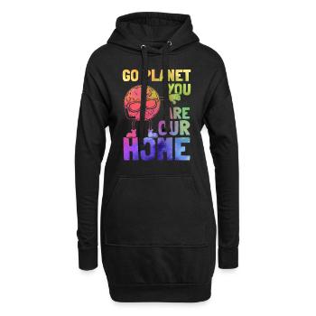 Go Planet You are our home — Funny Planet - Hoodie Dress - black - Front