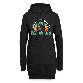 Wakeboard Wakeboarder Wakeboarding Wake Cadeau - Sweat-shirt à capuche long Femme - noir - Devant