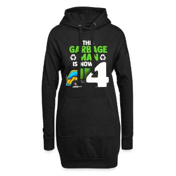 Müllauto Müllmann 4. Geburtstag Recycling Garbage - Hoodie-Kleid - Schwarz - Vorne