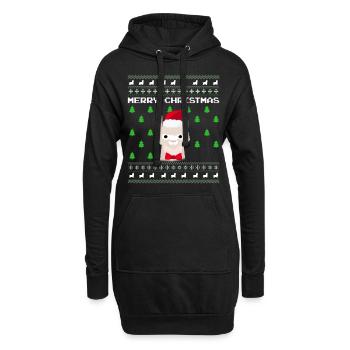 Lama de Noël laid - Sweat-shirt à capuche long Femme - noir - Devant
