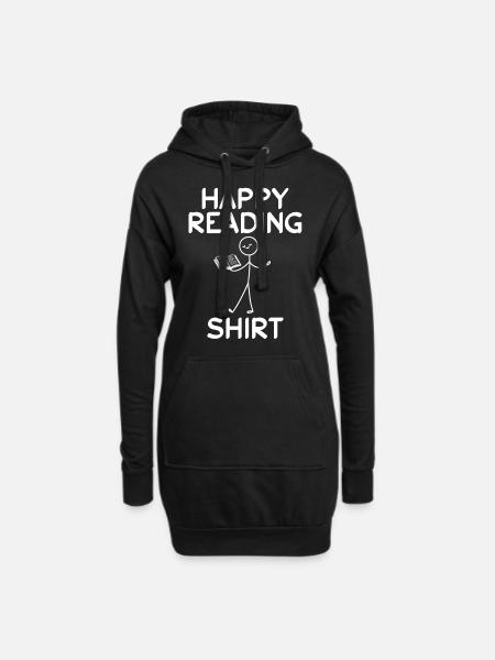 Happy Reading Shirt Book Lover Stick Figure - Sweat-shirt à capuche long Femme - noir