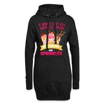 Ice Cream Cone If Money Can't Buy - Hoodie-Kleid - Schwarz - Vorne