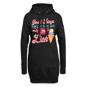 Ice Cream Cone Mouth Tongue Good - Hoodie-Kleid - Schwarz - Vorne