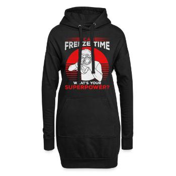 Lustige Fotografie Ich kann die Zeit einfrieren - Hoodie-Kleid - Schwarz - Vorne