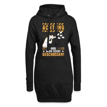 Fotografie Achtung Hier wird Schaf geschossen - - Hoodie-Kleid - Schwarz - Vorne