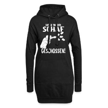 Fotografie Hier wird Schaf geschossen - Lustiger - Hoodie-Kleid - Schwarz - Vorne