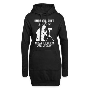 Photographe de Day Cat Lover By Night Cat Lover - Sweat-shirt à capuche long Femme - noir - Devant