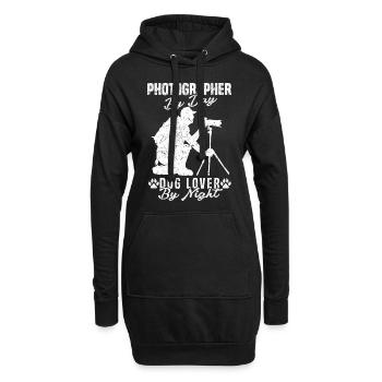 Photographe de Day Dog Lover By Night Dog Lover - Sweat-shirt à capuche long Femme - noir - Devant