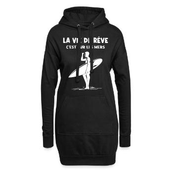 Leben auf den Meeren - Hoodie-Kleid - Schwarz - Vorne