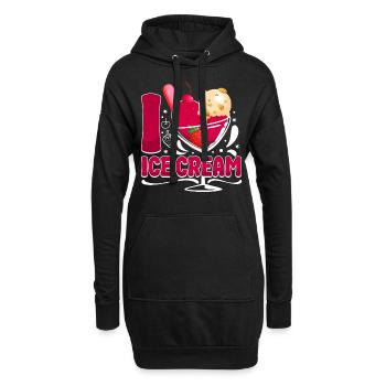 Crème glacée Coeur J’aime la crème glacée - Sweat-shirt à capuche long Femme - noir - Devant