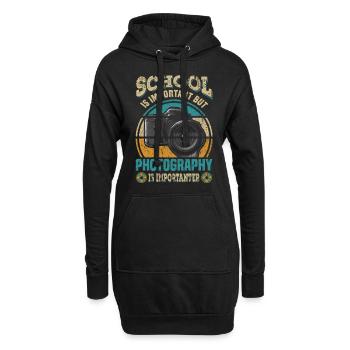 Schule ist wichtig, aber Fotografie ist wichtig - Hoodie-Kleid - Schwarz - Vorne