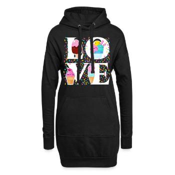 Ice Cream Cone Popsicle Love - Hoodie-Kleid - Schwarz - Vorne
