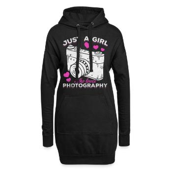 Juste une fille qui est photographe de photographie - Sweat-shirt à capuche long Femme - noir - Devant
