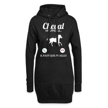 Mon Cheval M'appelle Il Faut Que J'y Aille - Sweat-shirt à capuche long Femme - noir - Devant