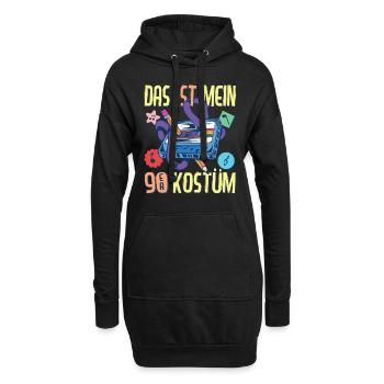 90er Jahre Outfit Party 90's Mottoparty Neunziger - Hoodie-Kleid - Schwarz - Vorne