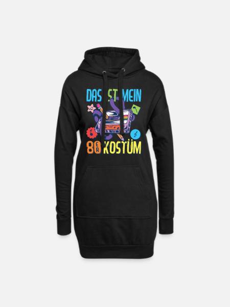 80er Jahre Outfit Party Kostüm Mottoparty 1980er - Hoodie-Kleid - Schwarz
