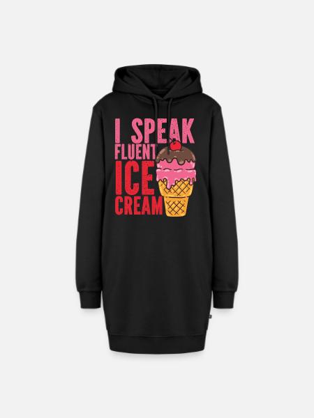 Ice Cream Cone Sundae I Speak - Hoodie-Kleid - Schwarz