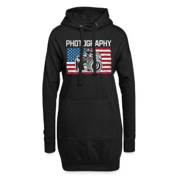 Photography US Flag Photography Lovers - Sweat-shirt à capuche long Femme - noir - Devant