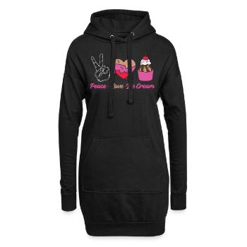 Cône de crème glacée Peace Love Ice - Sweat-shirt à capuche long Femme - noir - Devant