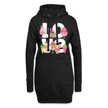 Ice Cream Cone Popsicle Love - Hoodie-Kleid - Schwarz - Vorne