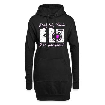 Kamera Fotografie Hier wird mit Liebe fotografiert - Hoodie-Kleid - Schwarz - Vorne