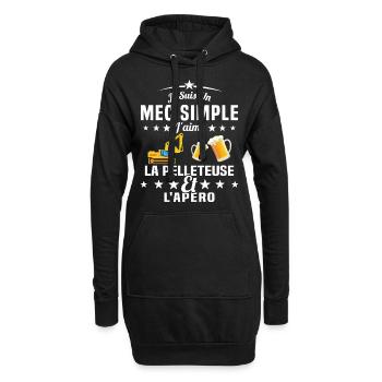 Un Mec Simple J'aime La Pelleteuse Et L'apéro - Sweat-shirt à capuche long Femme - noir - Devant