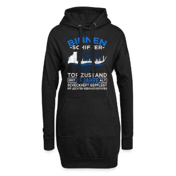 Binnenschiffer 45 Jahre - Boot Kapitän - Hoodie-Kleid - Schwarz - Vorne