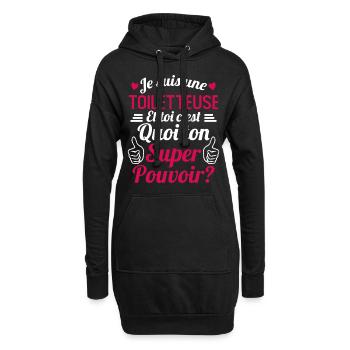 Je suis une Toiletteuse c'est mon super pouvoir - Sweat-shirt à capuche long Femme - noir - Devant