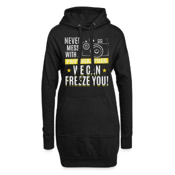 Leg dich nie mit einem Fotografen an, wir können - Hoodie-Kleid - Schwarz - Vorne