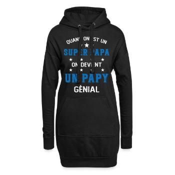 Un Super Papa On Devient Un Papy Génial - Sweat-shirt à capuche long Femme - noir - Devant