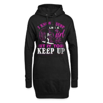 Surfen Ich weiß, ich surfe wie ein Mädchen - Hoodie-Kleid - Schwarz - Vorne