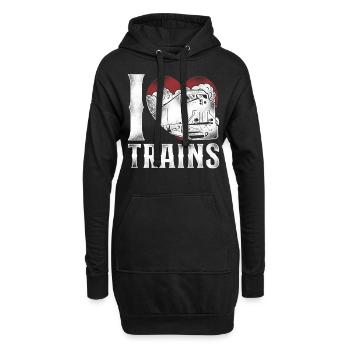 Conducteur de train diesel de marchandises - Sweat-shirt à capuche long Femme - noir - Devant