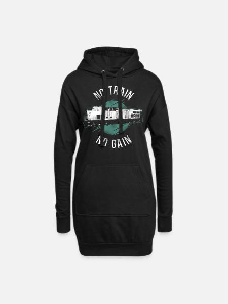 Conducteur de train diesel de marchandises - Sweat-shirt à capuche long Femme - noir