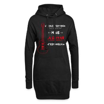 l'école c'est bien mais la guitar c'est mieux - Sweat-shirt à capuche long Femme - noir - Devant