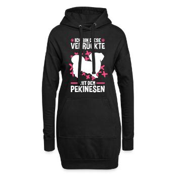 Verrückte mit Pekinese Peking-Palasthund - Hoodie-Kleid - Schwarz - Vorne
