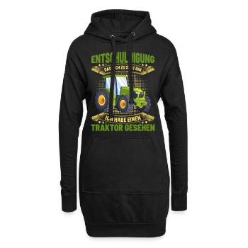 Ich Habe Einen Traktor Gesehen Jungen Trecker - Hoodie-Kleid - Schwarz - Vorne