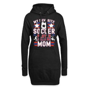 Fußball Mama Mutter Soccer Mom Fußballspieler - Hoodie-Kleid - Schwarz - Vorne