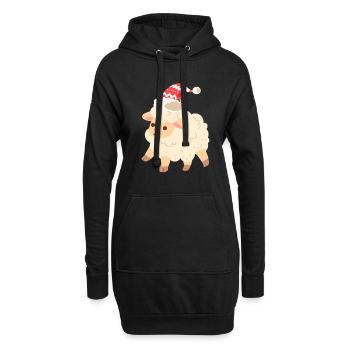 Ugly Christmas Sheep Pattern Tricoté Noël Christ Enfant - Sweat-shirt à capuche long Femme - noir - Devant