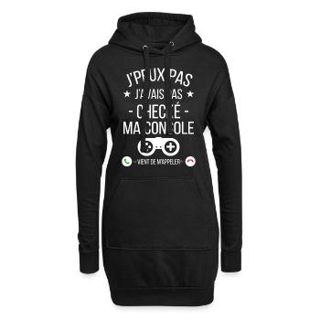 je peux pas j'avais checké ma console - Sweat-shirt à capuche long Femme - noir - Devant
