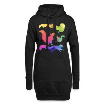 Drôles d’écureuils, mignons - Sweat-shirt à capuche long Femme - noir - Devant