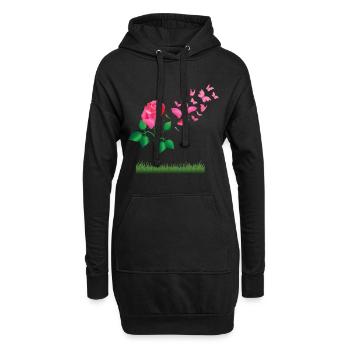Rose Blumen Rosen Pflanzen Design - Hoodie-Kleid - Schwarz - Vorne