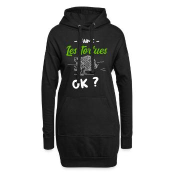 Oui Les Tortues je les Aime - Sweat-shirt à capuche long Femme - noir - Devant