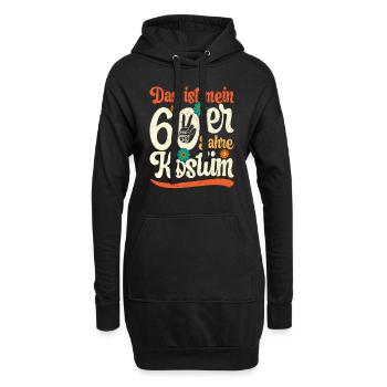 60er Jahre Sechziger Party Outfit Kostüm 1960er - Hoodie-Kleid - Schwarz - Vorne