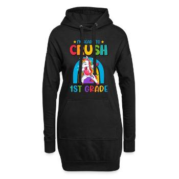 Je suis prêt à écraser les filles arc-en-ciel de 1ère année garçons - Sweat-shirt à capuche long Femme - noir - Devant
