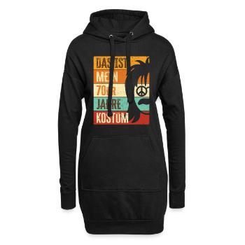 70er Jahre Party Outfit Kostüm 1970er Siebziger - Hoodie-Kleid - Schwarz - Vorne