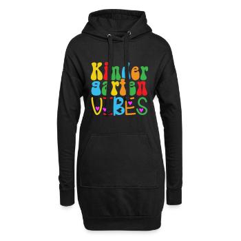 Groovy Hello Kindergarten Vibes Retro Lehrer - Hoodie-Kleid - Schwarz - Vorne