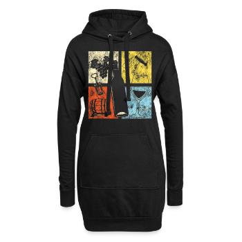 Sommelier Wine Drinking Tasting - Hoodie-Kleid - Schwarz - Vorne